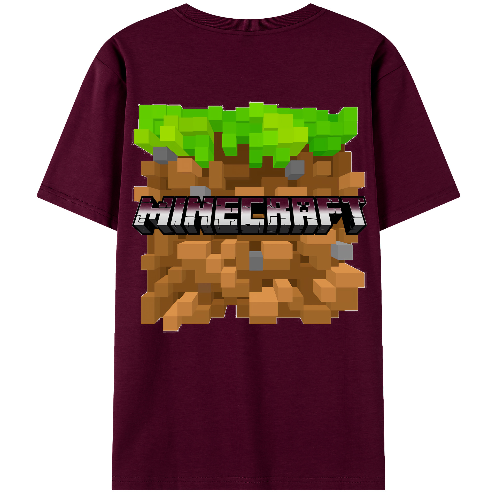 （画像用） マインクラフト ブロックの世界 Minecraft MC Block world レディース半袖Tシャツ(バックプリント)